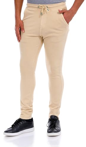 LAGUNA Mens Terry Chino Joggers Large Beige