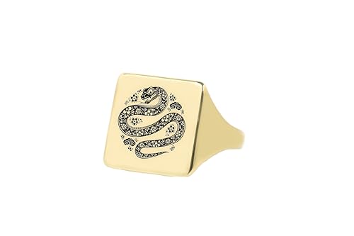 Bague serpent en or 14k : alliance d'art animalier et de géométrie carrée luxe