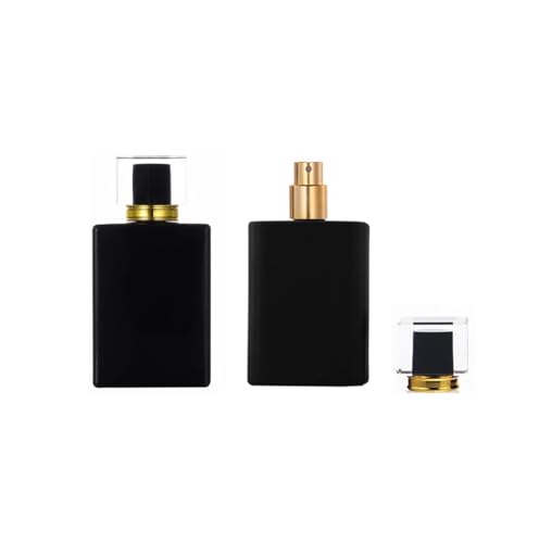 YORROR 2 Pack 50ml Glass Perfume Atomizer, Black Empty Spray Bottle, Portable Fragrance Fine Mist Spray Bottle Dispenser for Travel