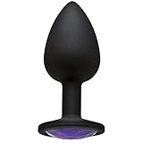 Doc Johnson Booty Bling - Spade Shaped Silicone Anal Plug with Jeweled Base - 3' Long and 1.2' Wide - Small - Purple Jewel