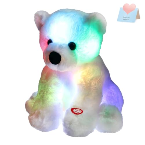 BSTAOFY Glow Polar Bear Light up Stuffed Animal LED Night Light Bear Soft Plush Toy Adorable Birthday Mother's Children's Day Valentines for Toddler...