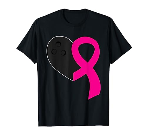 Bowling Pink Ribbon Heart Cool Breast Cancer Concientización Regalos Camiseta