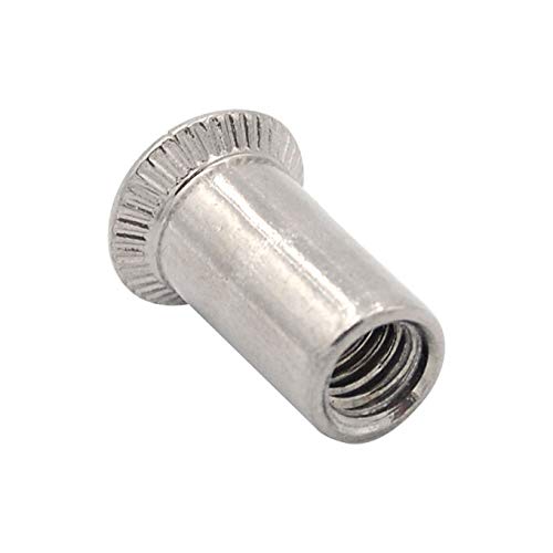 100pcs Stainless Steel Light Body Countersunk Open End Cylinder Rivet Nut Insert (M6)