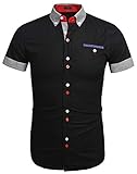 Coofandy Mens Turn Down Collar Dress Shirt Short Sleeve Casual Shirts