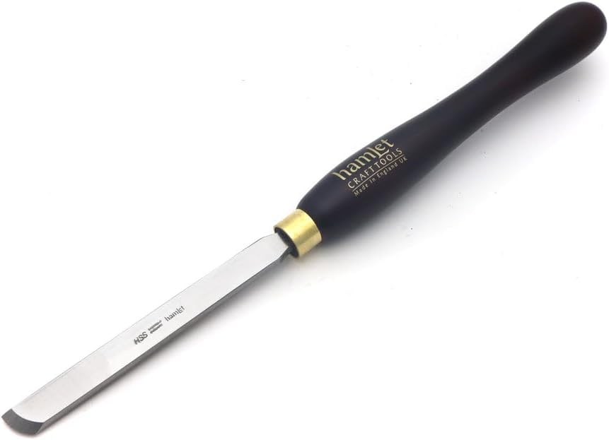 Rolled Edge Radius Skew Chisel (HCT105R) by Henry Taylor, 3/4" Wide x 1/4" Thick Blade, M2 HSS, 16-3/4" Overall Length, Stained Beech Handle