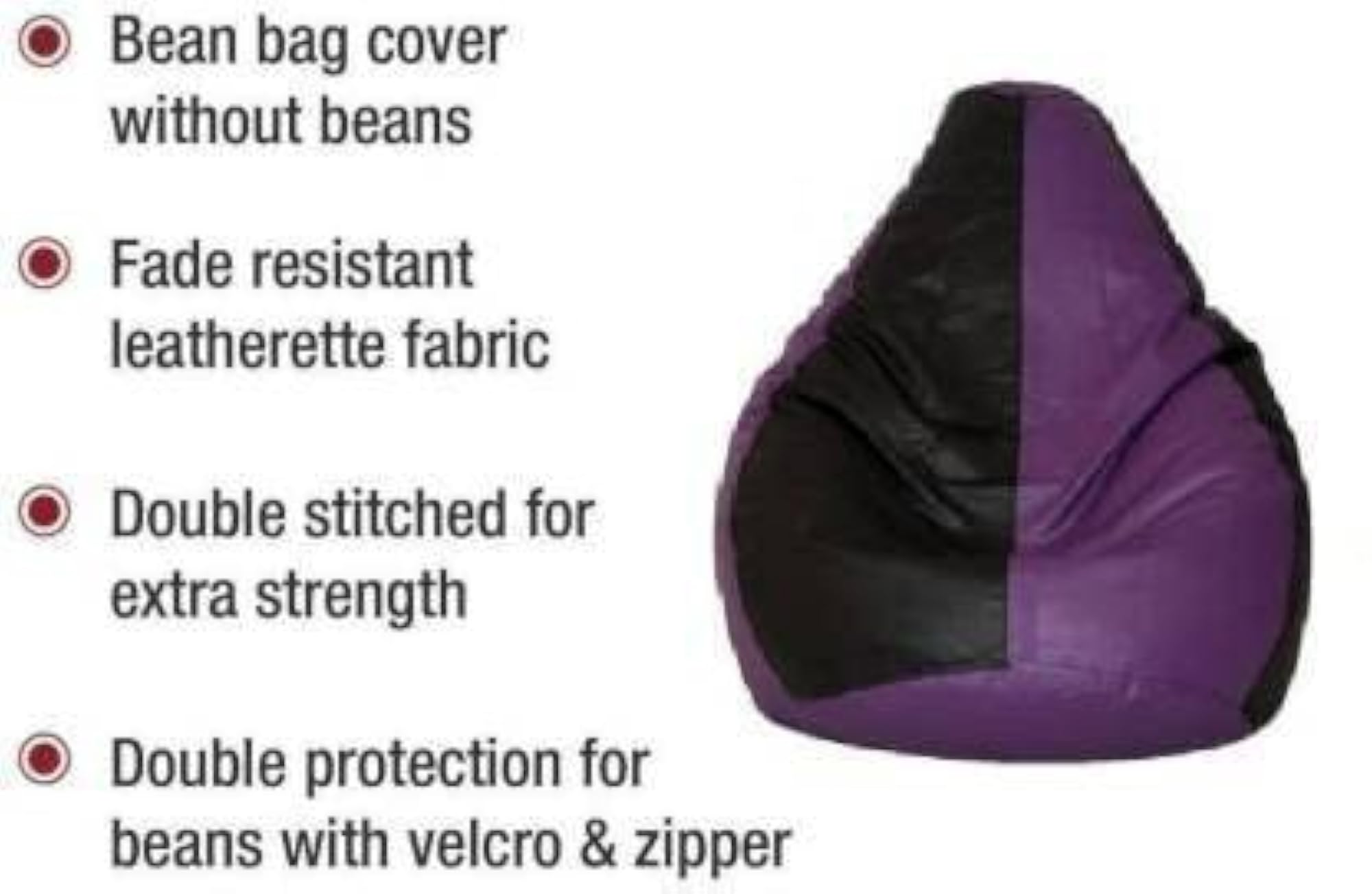 XL Tear Drop Bean Bag Cover, Black & Purple