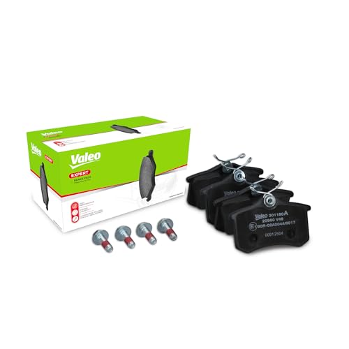 VALEO Plaquettes de frein Expert 301180A, Jeu de 4 plaquettes, Essieu Arrière, Accessoires inclus - Certifiées ECE-R90