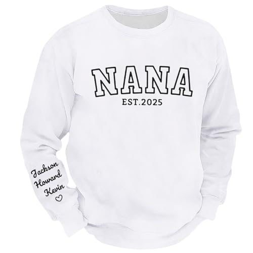 Sudadera Masculina sin Capucha de Manga Larga con Estampado Moderno Tejido para Actividades diarias y Exteriores Casuales (White, L) #224