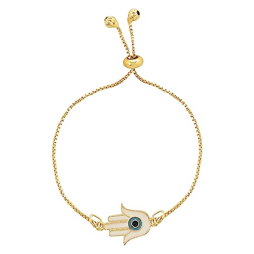 Image of I Jewels Hamsa Enamel Evil Eye Lumba Rakhi Set for Brother and Bhabhi with Roli Chawal and Rakshabandhan Card | Couple Rakhi