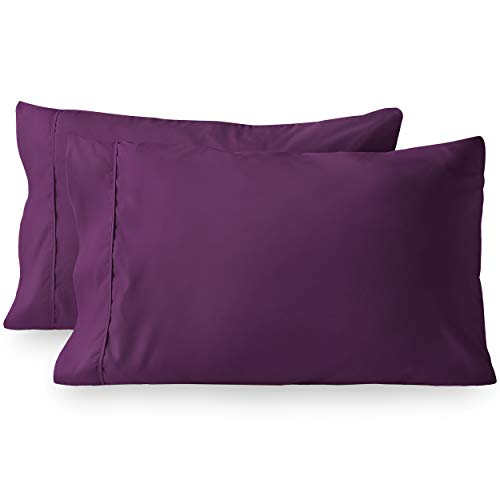 Bare Home Microfiber Pillow Cases - King Size Set of 2 - Cooling Pillowcases - Double Brushed - Plum Pillowcases 2 Pack - Easy Care (King Pillowcase Set of 2, Plum)