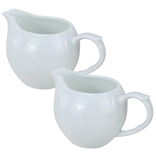 EIKS 2 Pack Ceramic Creamers Pitchers with Handle for Serving