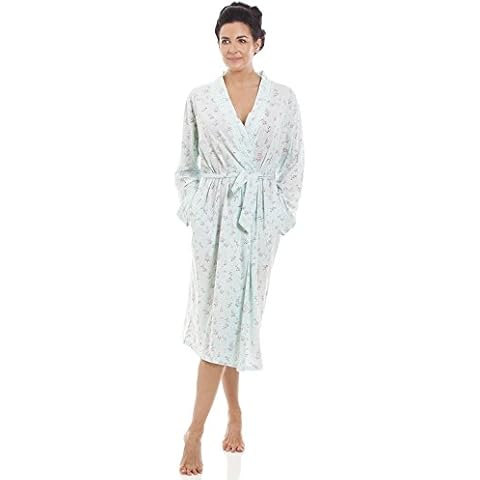 CAMILLE Bata de algodón estampado floral para mujer en verde menta Cover