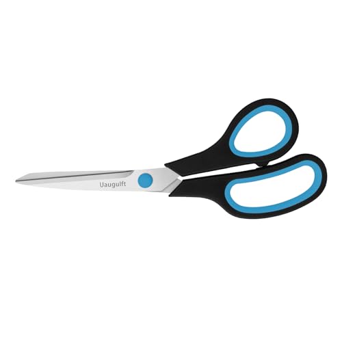 Uaugulft Scissors, Stainless Steel Paper Multi-Purpose Scissors with Soft Grip Handle, Blue Black, 7 Inch