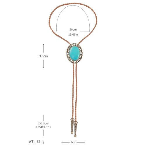 Image of Jeilwiy Bolo Tie for Men Real Stone Westwern Cowboy Ties Silver Bolos Women Leather Necktie Gift for Birthday Christmas