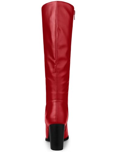 Allegra K Women's Round Toe Block Heeled Knee High Boots4