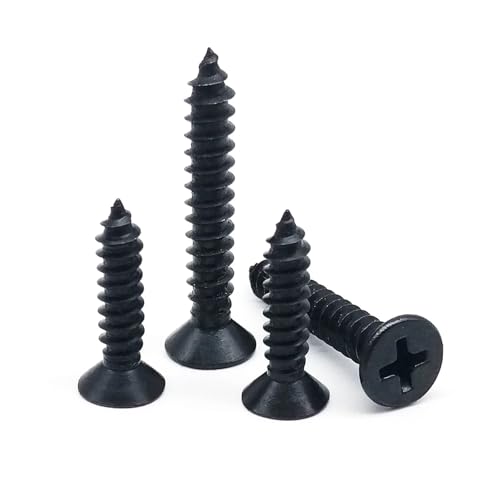 SHENGW(小さな店) M1.7-M6 黒亜鉛メッキ 304 A2 ステンレス鋼 クロスフラット皿頭セルフタッピング木ネジ(14mm,M3.5 50pcs)