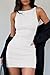 LCNBA Women's Sexy Sleeveless Boat Neck mini Dress Bodycon Party Club Double Layer Dress White Large