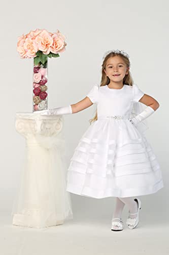 First Communion Dresses for Girls 7-16 Plus Size Holy 1st Satin White Vestidos de Primera Comunion para Niñas3