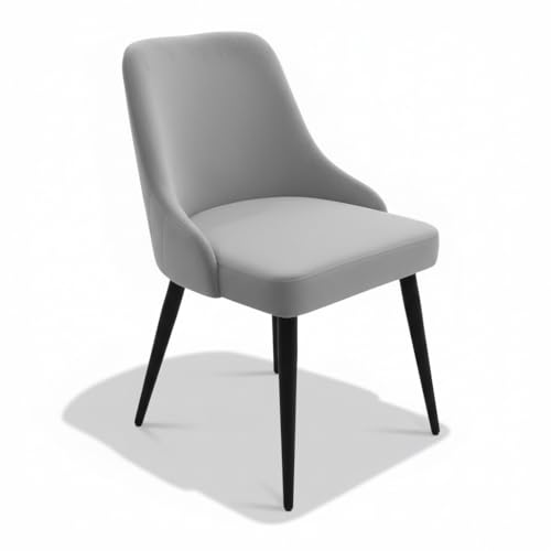 Image of Finch Fox Taskpro Modern Unique Velvet Upholstered Seating Living Room Dining Chair with Black Metal Legs in Light Grey Color (Set of 4)