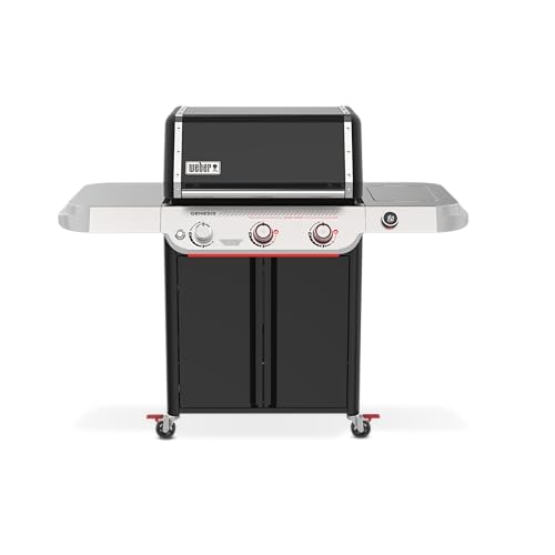 Image of Weber Genesis EX‑325W Smart Gas Grill (Liquid Propane) for Outdoor Cooking, 3 Burner - Black, Wi‑Fi Enabled Grill with Porcelain-Enameled Cast-Iron, Sear Zone & PureBlu Burners