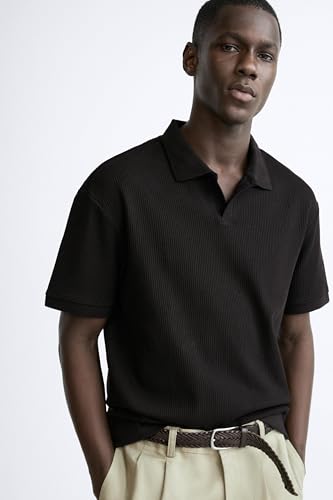 Image of Alan Jones Clothing Men's Textured Polo T-Shirt | Classic Short Sleeve Polo for Casual Wear
