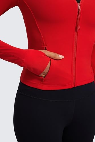 Image of CRZ YOGA Butterluxe Jackets Waist Length | Extremely Soft, Athletic, Slim Fit, Full Zip, Side Pockets, Thumb Holes, for Women