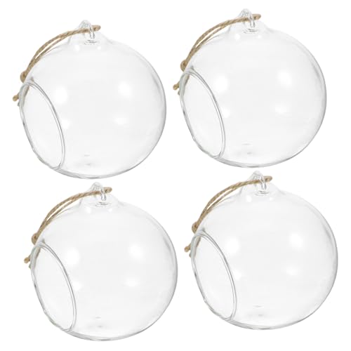VICASKY 5 pièces Suspension Vase Verre Transparent Lot de Boules Terrarium avec Ouverture pour Décoration LED Bougie Chauffe-Plat Élégant Vase Suspendu...