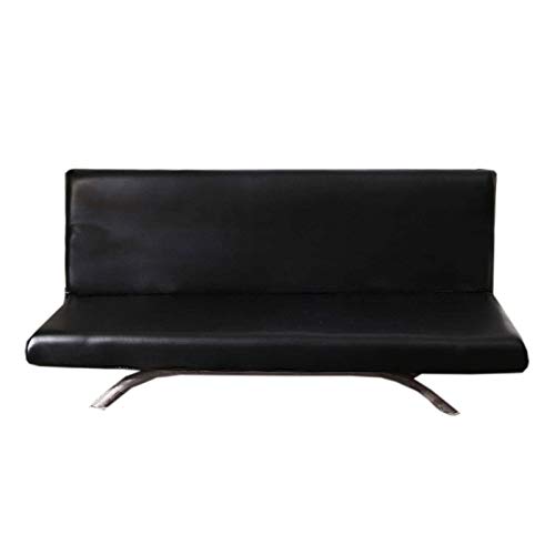 ZHFEL Housse de clic clac sans Accoudoir Imperméable Cuir Housse de Canapé-lit 3 Places Elastique Pleine Couverture Antipoussière Housse de Canapé sans Bras pour Pliant canapé-lit-L(180x110cm)-Noir