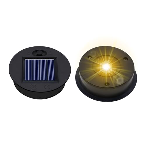 YJFWAL 2-Pack Solar Lichter Ersatzteile, 7cm Deckel Lichter Ersatzteil 7 Lumen Warme weiße LED wasserdichte Ersatz Top Kit für DIY hängende Laternen im Freien