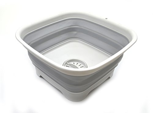 SAMMART 9.3L (2.46Gallon) Collapsible Dishpan with Draining Plug - Foldable Washing Basin