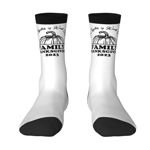 Family Thanksgiving 2023 Unisex Cushion Crew Sock Soft Casual Mid-Calf Socks