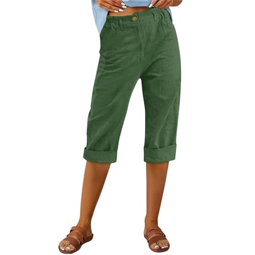 Generic Pedal Pushers for Women, Today 2024, Womens Capri Pants Summer Trendy Casual Elastic Waist Cropped Trouser Fashion Resort Wear Beach Vacation Capris Clothes,Ag,Xx-Large