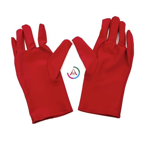Image of Aone Premium Microfiber Lint Free Red Hand Gloves 1 Pair Anti-Smear /Anti-Fingerprint for Quality Check /Scratch-free Handling for Jewellery /Diamond /Gemstone, Watch Boutique, Sun & Dust Protection