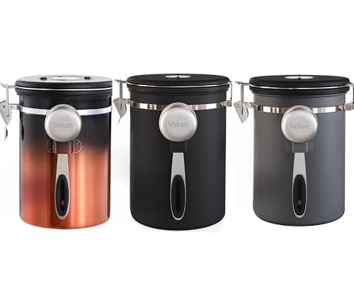 Veken 22oz Grey&Black&Copper Coffee Canister