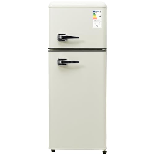ZWJABYY Refrigerador Retro de Doble Puerta 92 litros congelador de 28 litros frigorífico-congelador Combinado 116 kWh/año -27 °C ~13 °C iluminación LED mininevera,para Cocina Dormitorio White