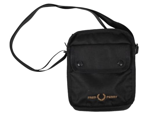 Fred Perry Bolso bandolera para hombre, Negro