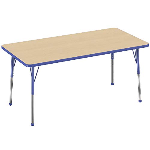 FDP 30" x 60" Rectangle Table with Ball Glide Legs - Maple/Blue