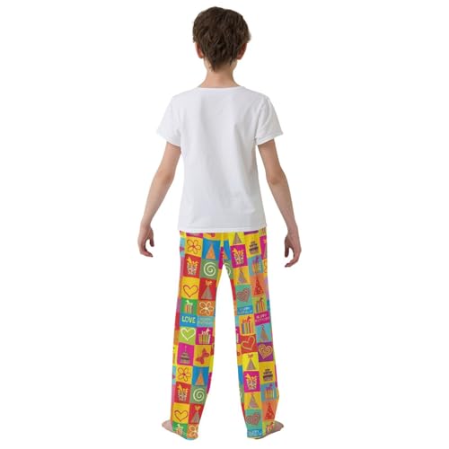 Happy Birthday Love Boys Long Pants Soft Trousers Elastic Waist Kids Lounge Bottoms with Pockets S-XL3