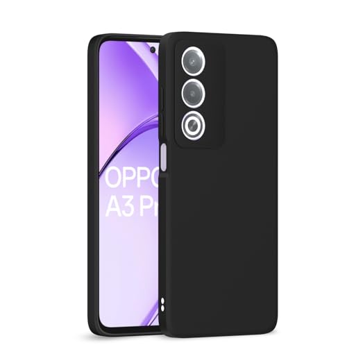 Image of Outlouders Back Cover for Oppo A3 Pro 5G | Camera Protection | Durable Soft Matte Silicone Bumper Case (Black)