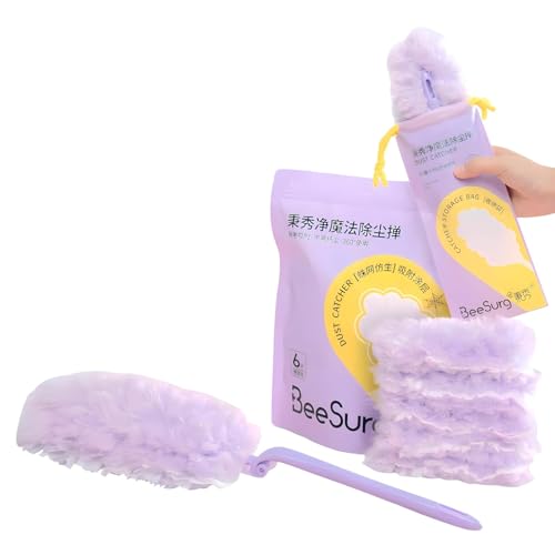 Microfiber Multipurpose Static Feather Duster Suitable for Gaps Home Office Car Furniture and Blinds (2 Handles with 8 Duster Refills)