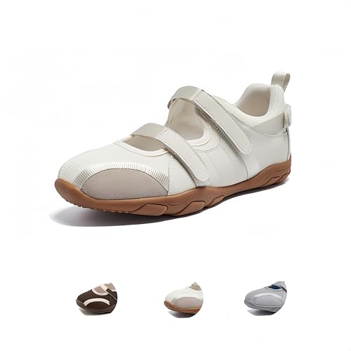 Women's Mary Jane Flats, Ballet-Inspired Hook-Loop Strap Breathable Mesh Non-slip Rubber Sole,Ideal for Daily Walks & Coffee Dates