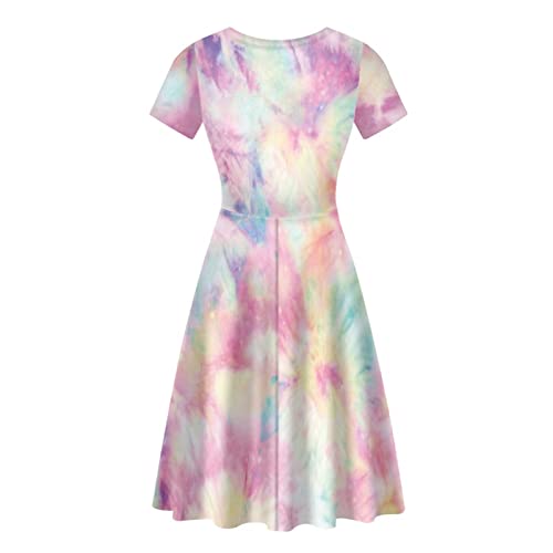Image of Biyejit Women's Summer Casual Short Sleeve T-Shirt Swing Dress Crew Neck Plus Size S-4XL