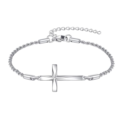 Cross Bracelet 925 Sterling Silver Origami Cross Bracelet Jewelry Gifts for Women Girls