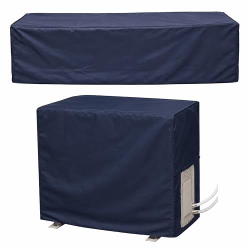 Image of Navy Blue All-Season Window AC Cover - Fits 1 Ton & 1.5 Ton Units - Waterproof & Dustproof with Durable Fabric - Compatible with All Leading Brands for Year-Round Use