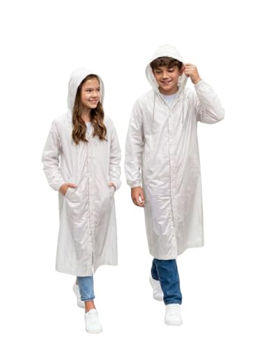 Image of Unisex Kids Raincoat with Hood | Waterproof Lightweight Long Rain Jacket for Boys & Girls