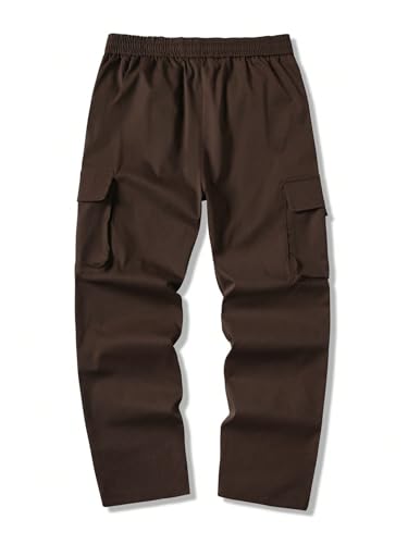 Floerns Men's Drawstring Waist Flap Pockets Cargo Pants Straight Leg Street Casual Pants2