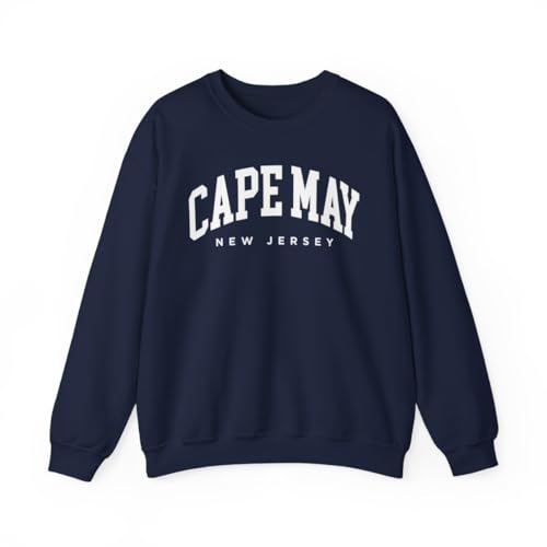 CUSTOMI Cape May New Jersey Adult Unisex Crewneck Sweatshirt, Navy, L