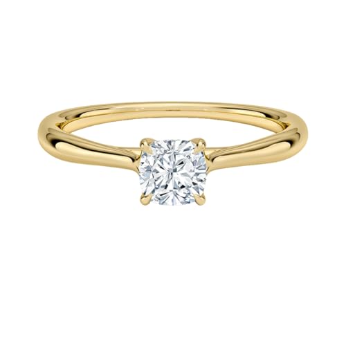 0.5 Ct Cushion Cut IGI Certified Lab Grown Diamond Ring 10K 14K 18K Yellow Gold Solitaire Lab Grown Diamond Engagement Ring Christmas gift for Women (0.5 Carat, E-F Color, VVS2 Clarity)