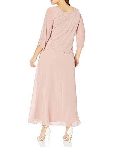 Image of J Kara Women's Plus Size 3 /4 Sleeve Long Beaded Floral Design Dress