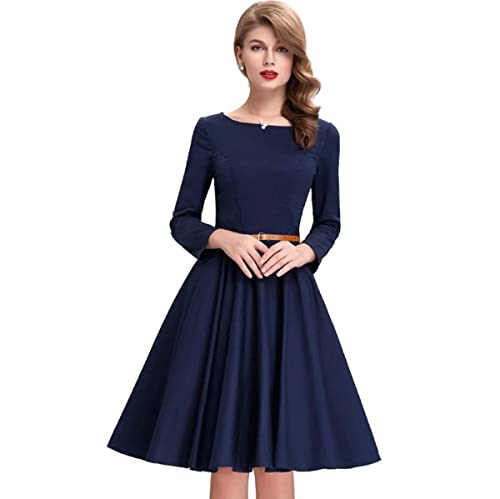 Image of Dream Beauty Fashion Women's Skater A-Line Dress with Belt (38 inch Inches)